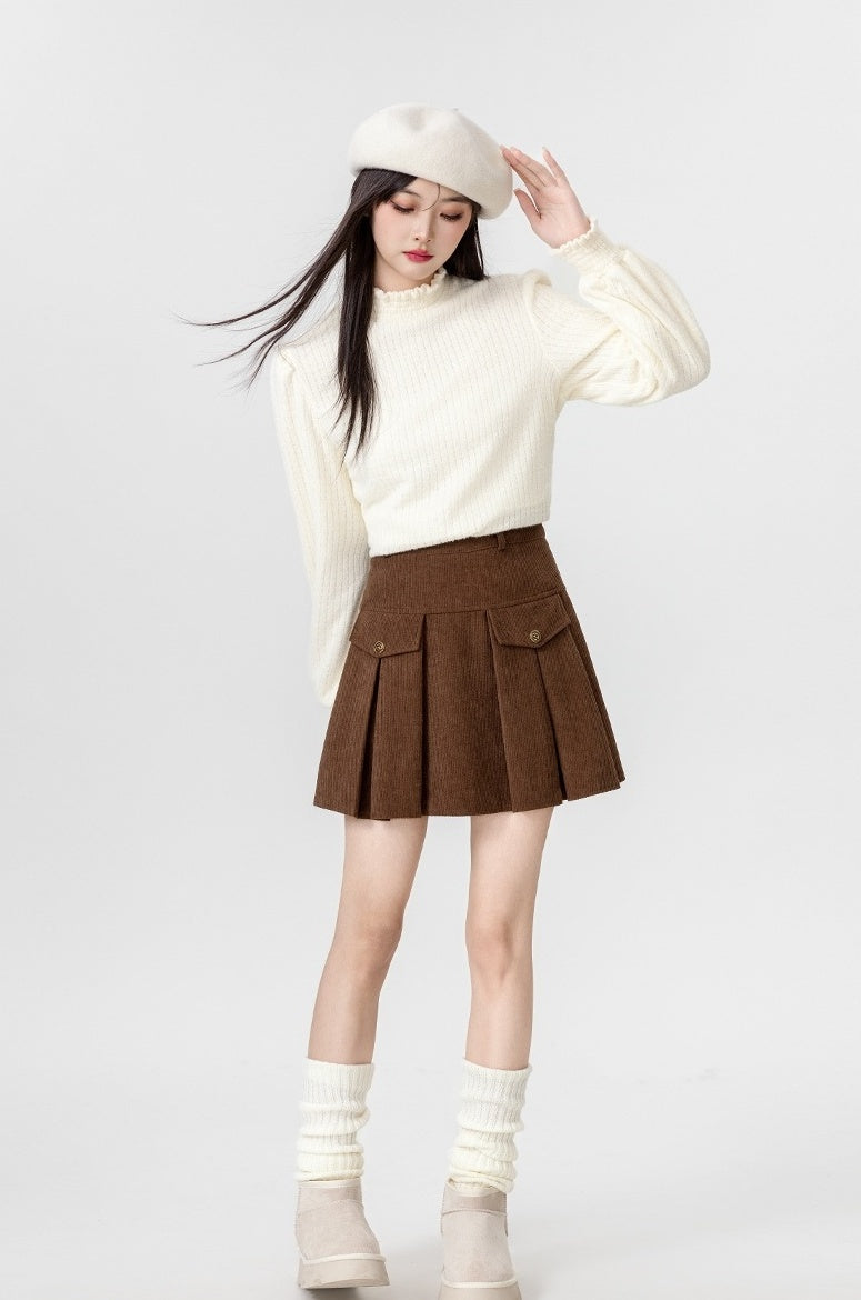 New Lace Knit Ruffled Top Sweater