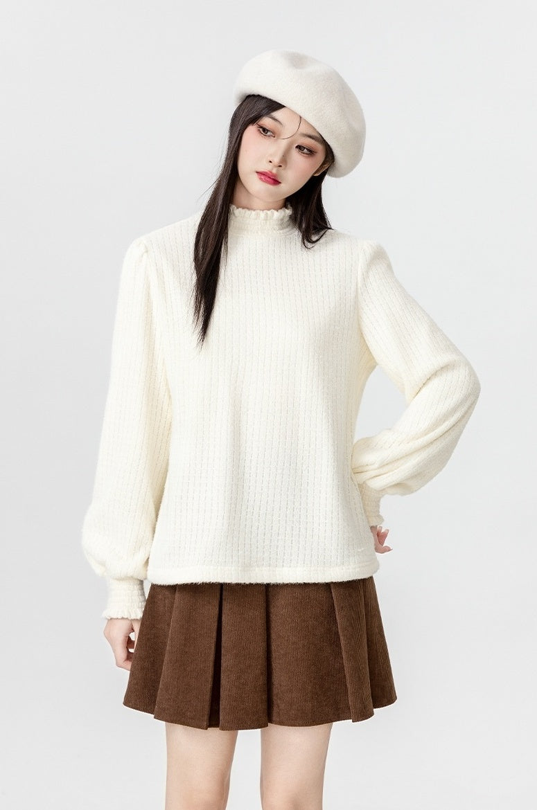 New Lace Knit Ruffled Top Sweater