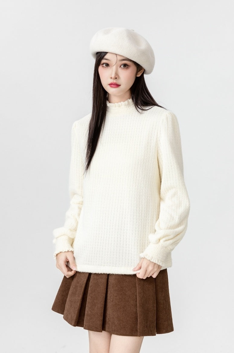 New Lace Knit Ruffled Top Sweater