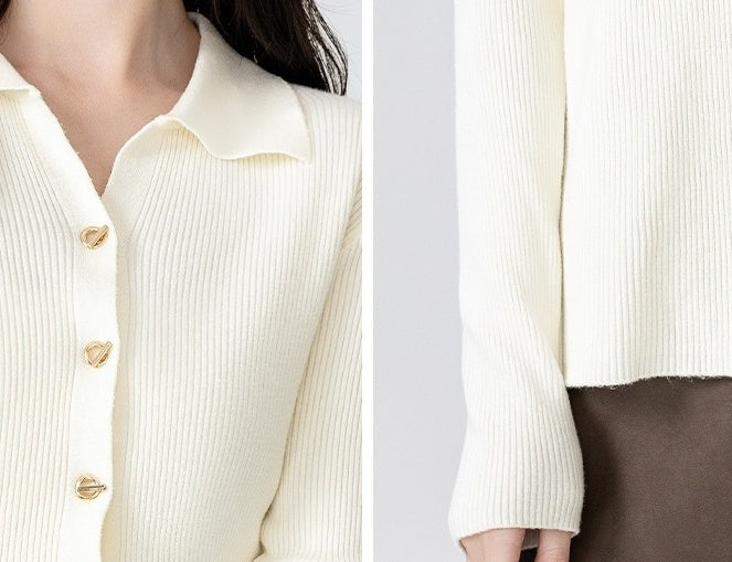 New Polo Collar Knit Cardigan