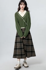 New Style Knit Polo Collar Top With Frog Buttons