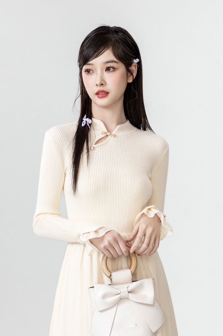 New Style Knitted Flare Sleeve Dress