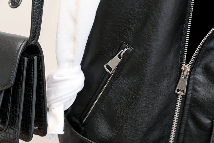 Black Synthetic Leather Vest