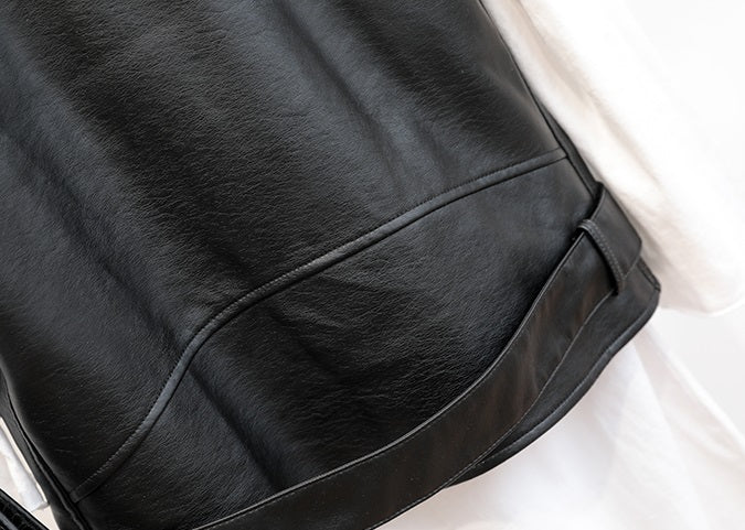 Black Synthetic Leather Vest