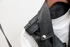 Black Synthetic Leather Vest