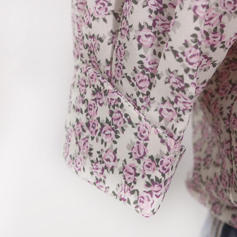 Beige Short Sleeved Floral Blouse