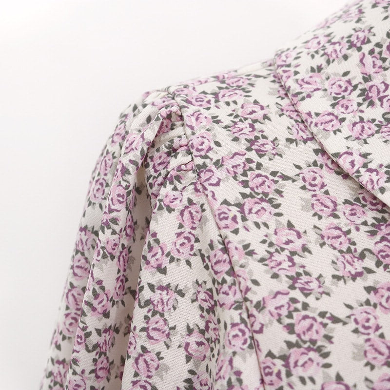 Beige Short Sleeved Floral Blouse