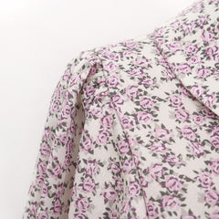 Beige Short Sleeved Floral Blouse