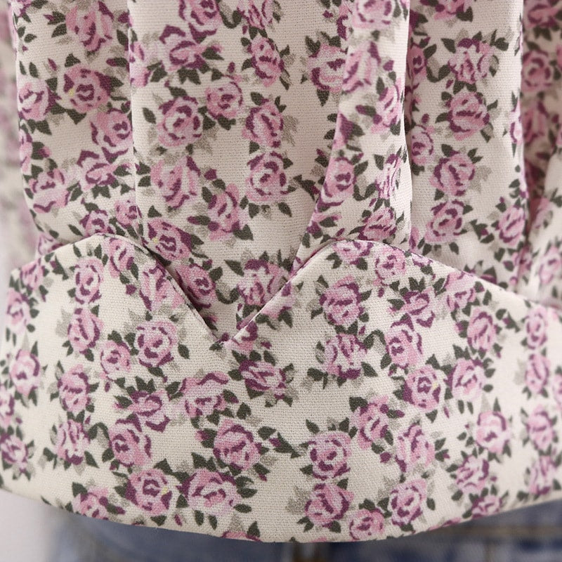 Beige Short Sleeved Floral Blouse