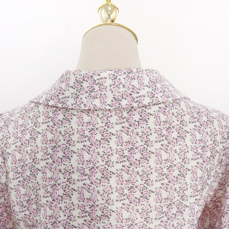Beige Short Sleeved Floral Blouse