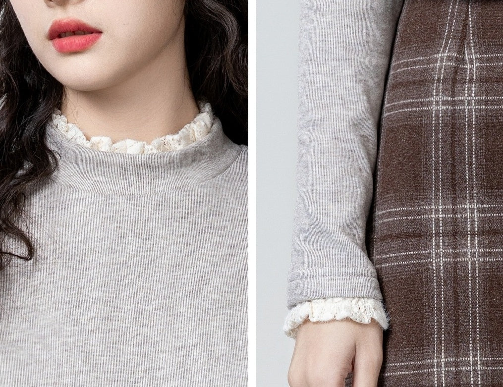 Oatmeal Highneck Fleece Lined Top