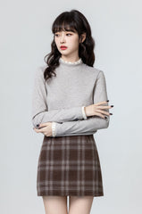 Oatmeal Highneck Fleece Lined Top