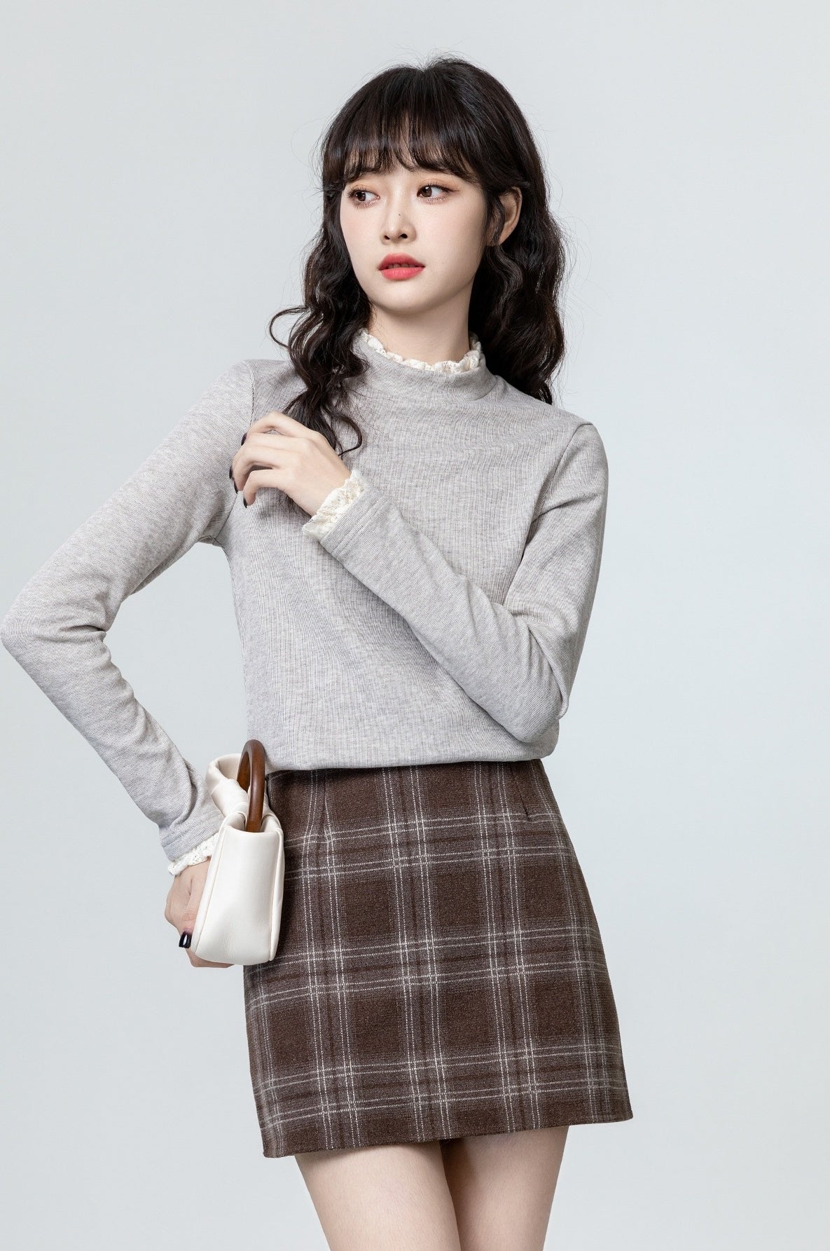 Oatmeal Highneck Fleece Lined Top