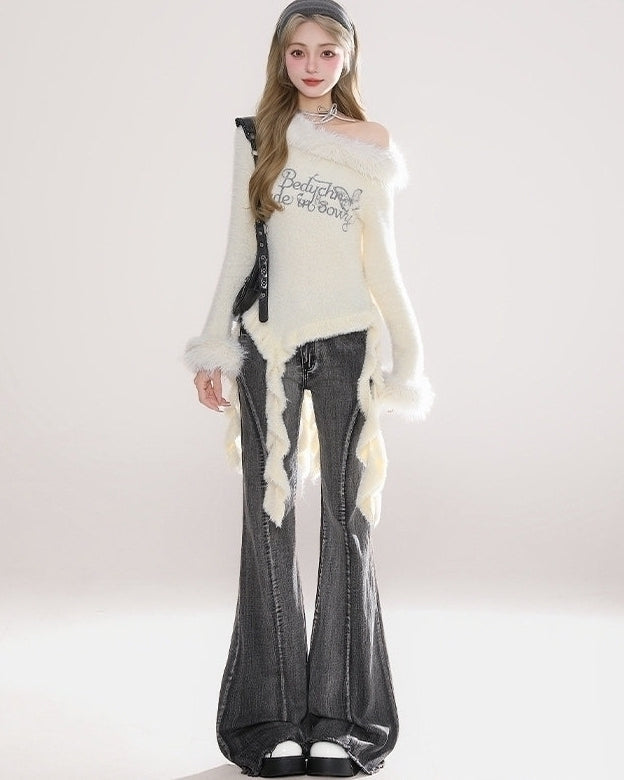 Off Shoulder Concert Style Sweater Top