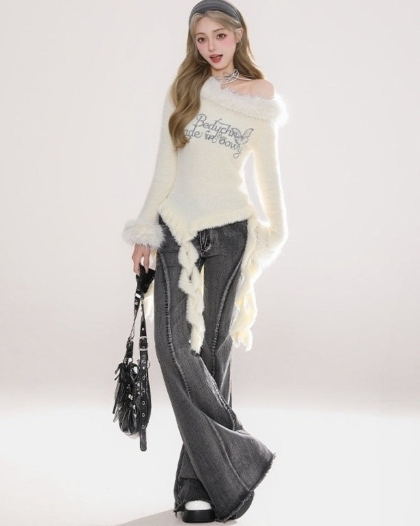 Off Shoulder Concert Style Sweater Top