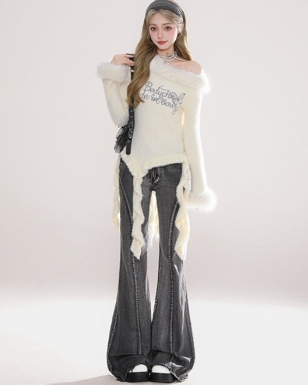 Off Shoulder Concert Style Sweater Top