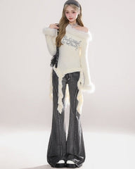 Off Shoulder Concert Style Sweater Top