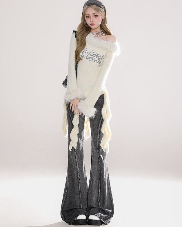 Off Shoulder Concert Style Sweater Top