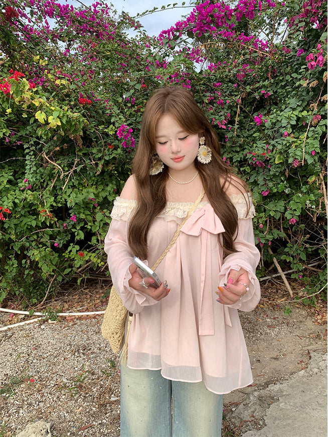 Off Shoulder Pink Vacation Blouse
