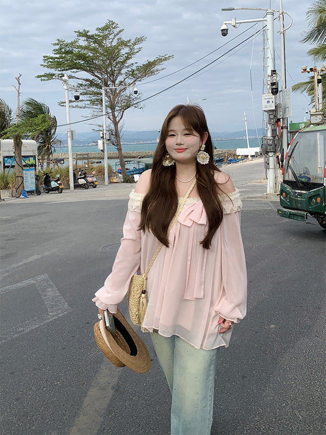 Off Shoulder Pink Vacation Blouse
