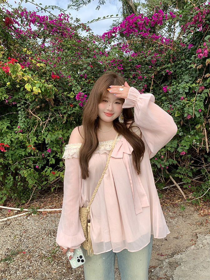 Off Shoulder Pink Vacation Blouse