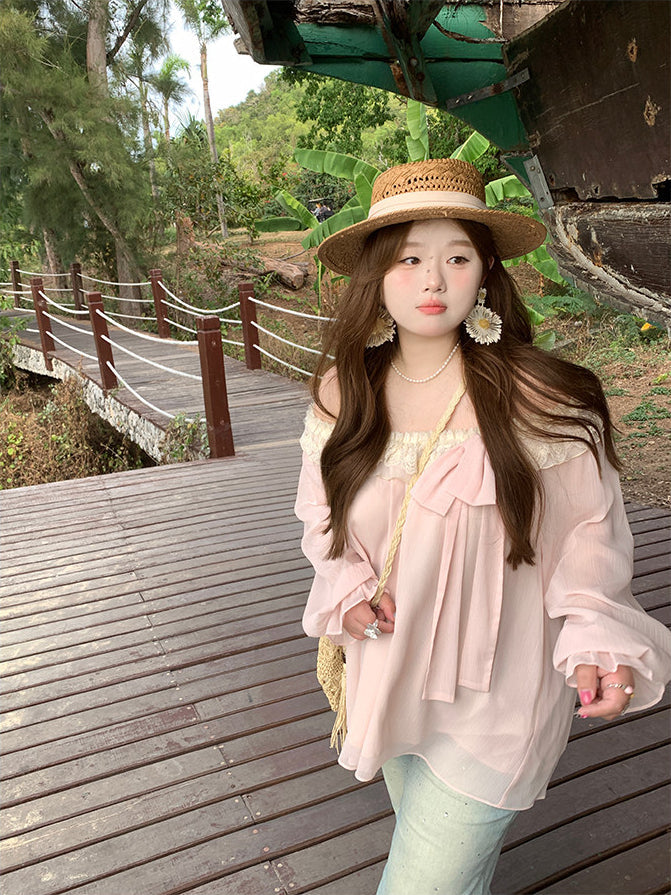 Off Shoulder Pink Vacation Blouse