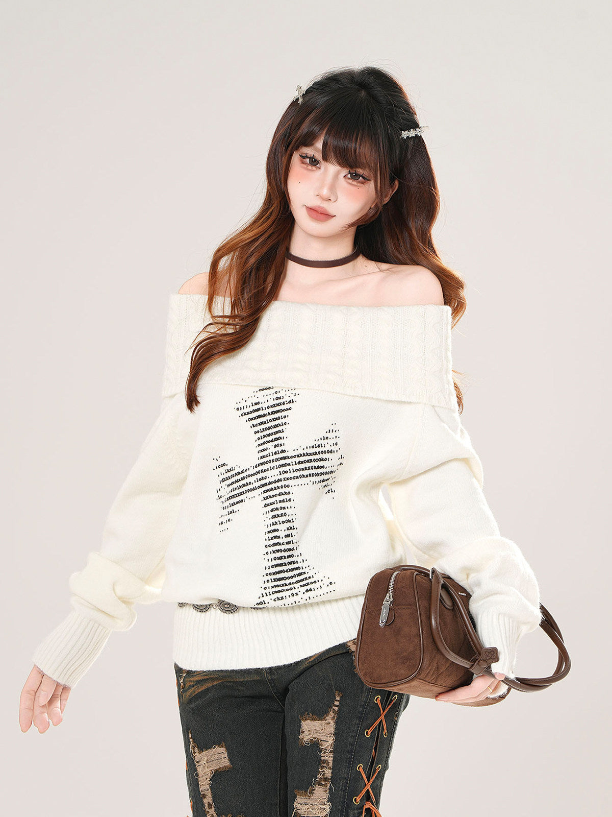 Off Shoulder Sweet Knit Top