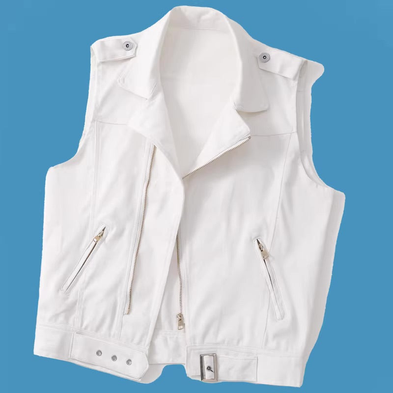 Off White Biker Denim Vest