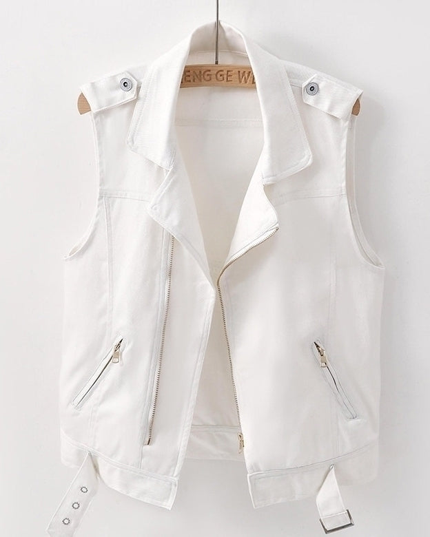 Off White Biker Denim Vest