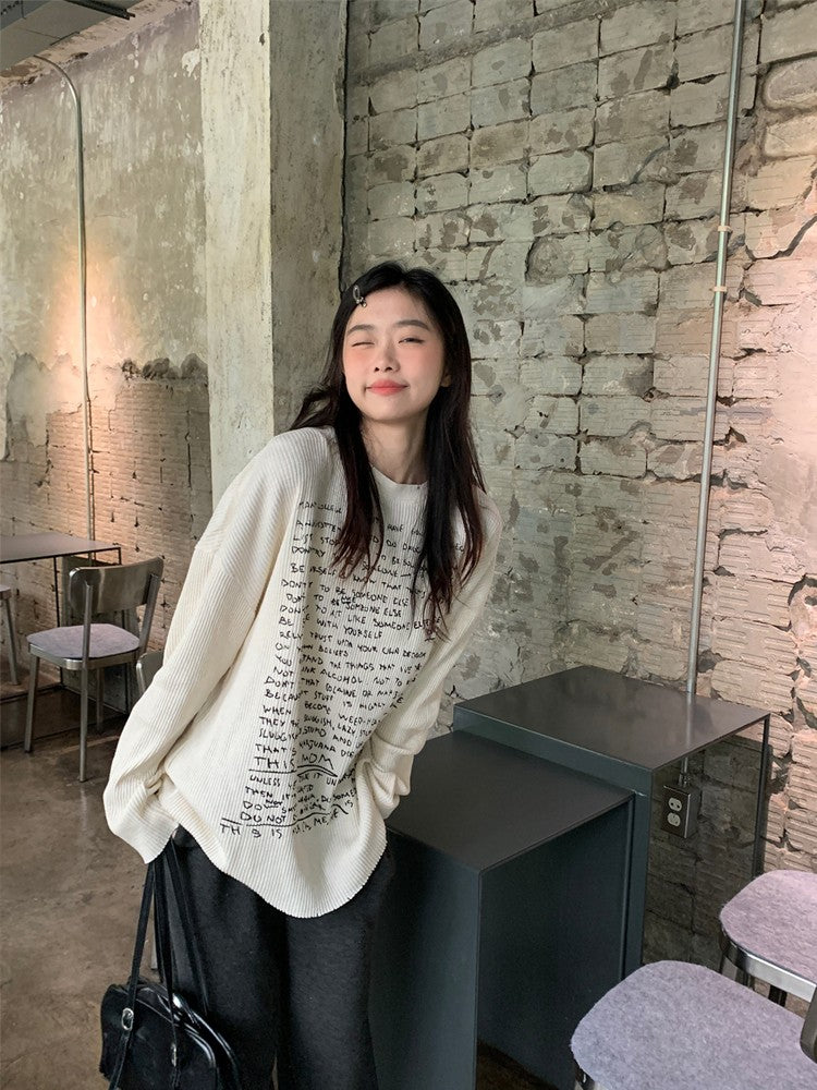 Off-White Handwritten Letter Long Sleeves Knit T-Shirt