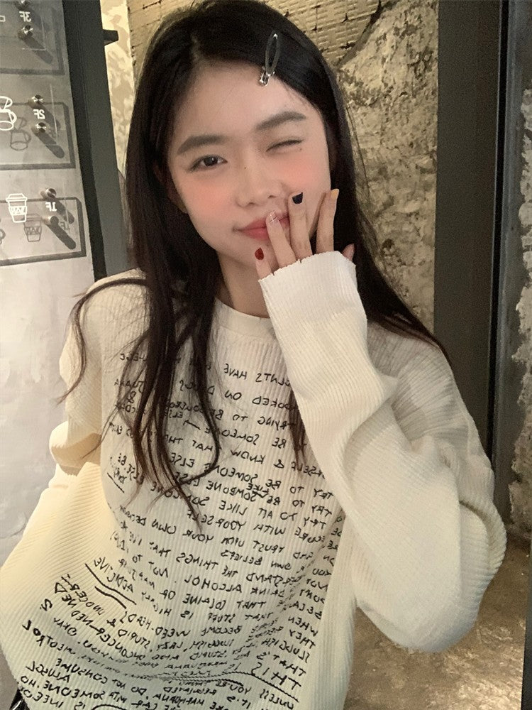 Off-White Handwritten Letter Long Sleeves Knit T-Shirt