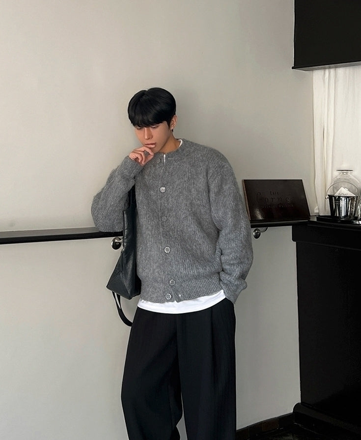 Old Money Style Crew Neck Cardigan Sweater