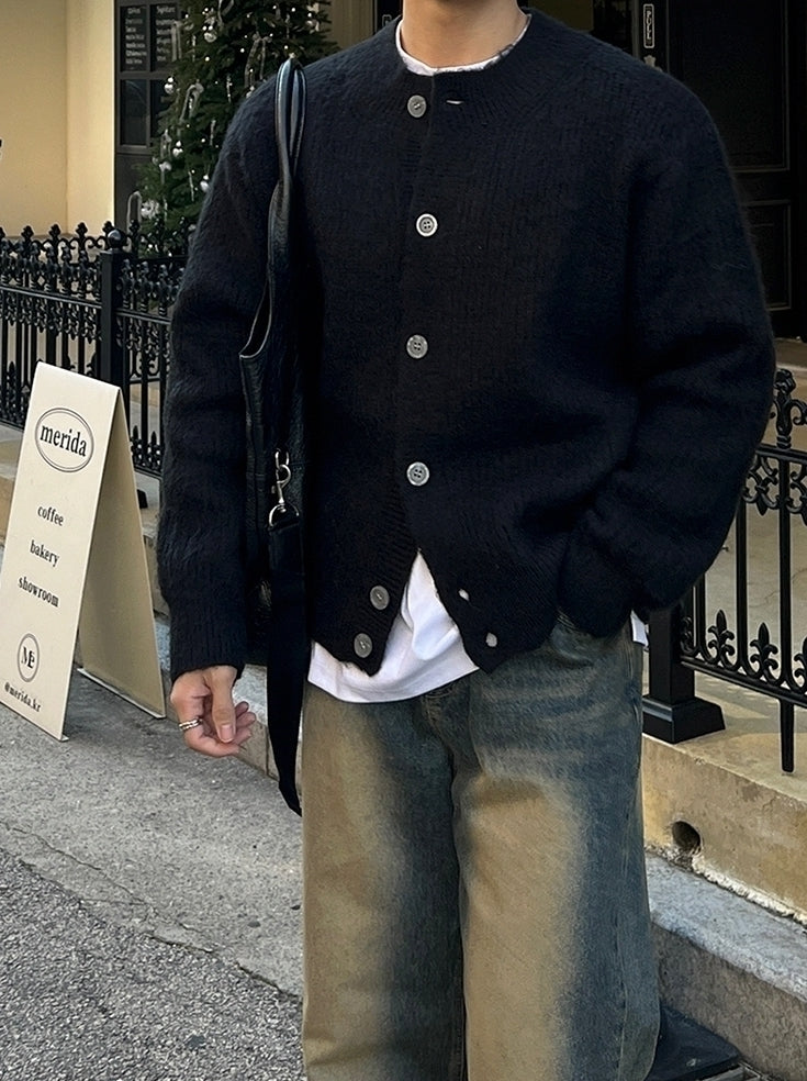 Old Money Style Crew Neck Cardigan Sweater