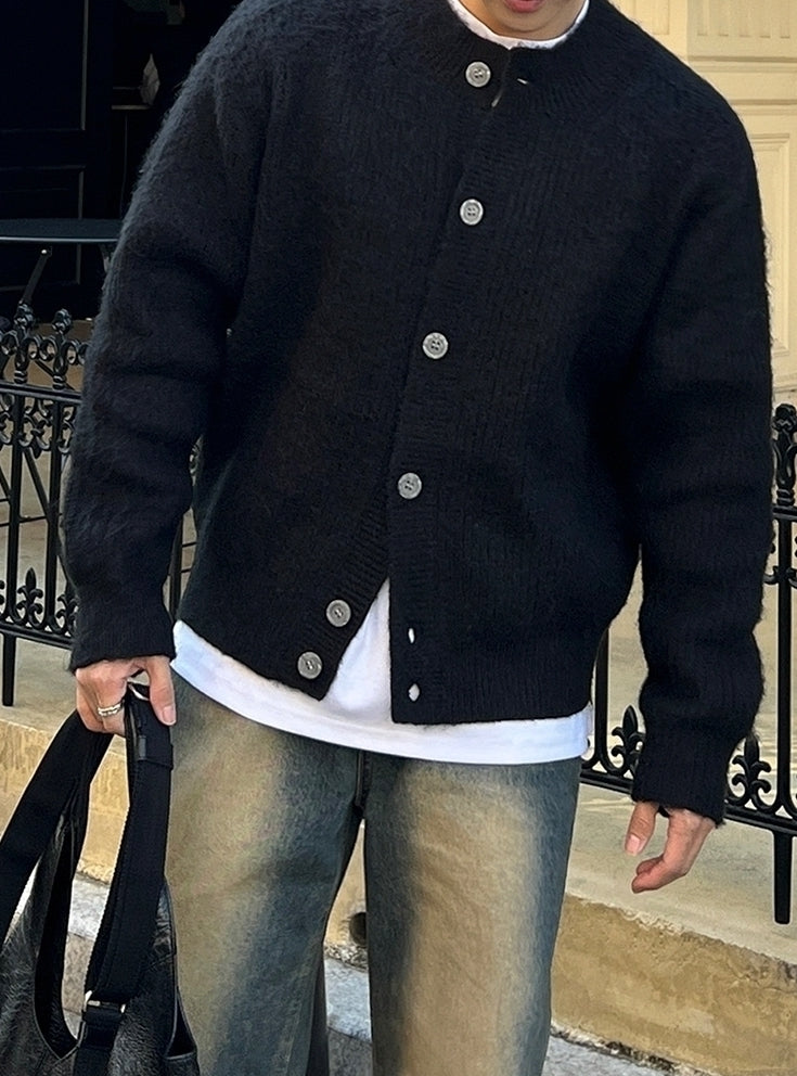 Old Money Style Crew Neck Cardigan Sweater