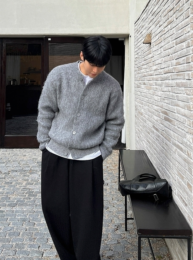 Old Money Style Crew Neck Cardigan Sweater