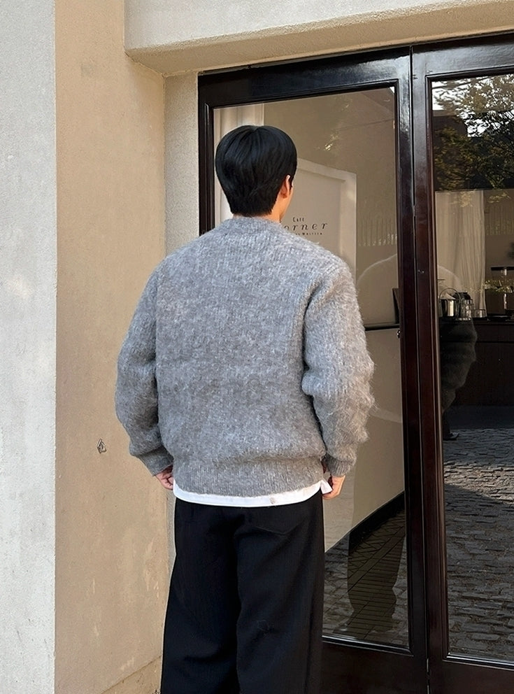 Old Money Style Crew Neck Cardigan Sweater