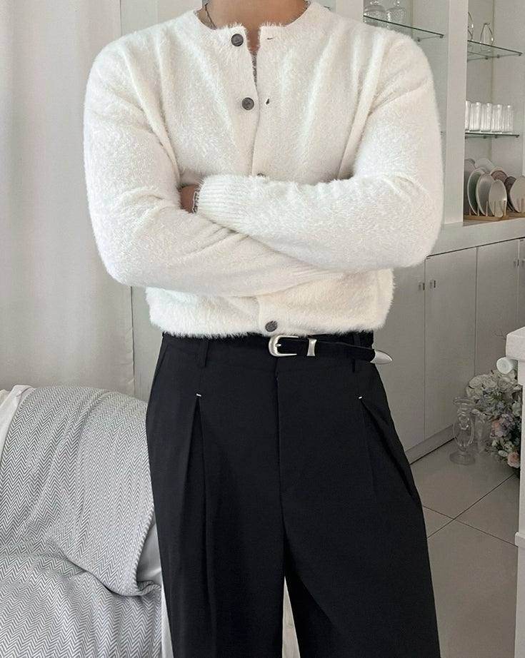Old Money Style Crew Neck Knitted Cardigan