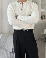 Old Money Style Crew Neck Knitted Cardigan