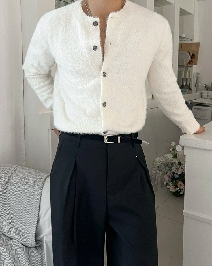 Old Money Style Crew Neck Knitted Cardigan