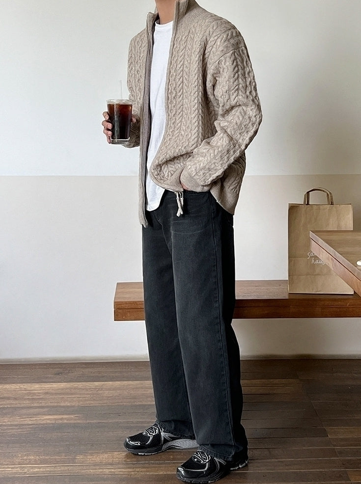 Old Money Style Half-High Neck Knitted Cardigan