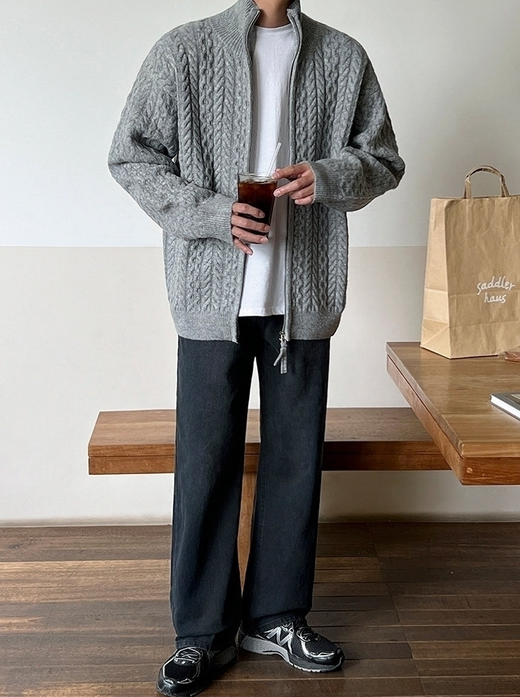 Old Money Style Half-High Neck Knitted Cardigan