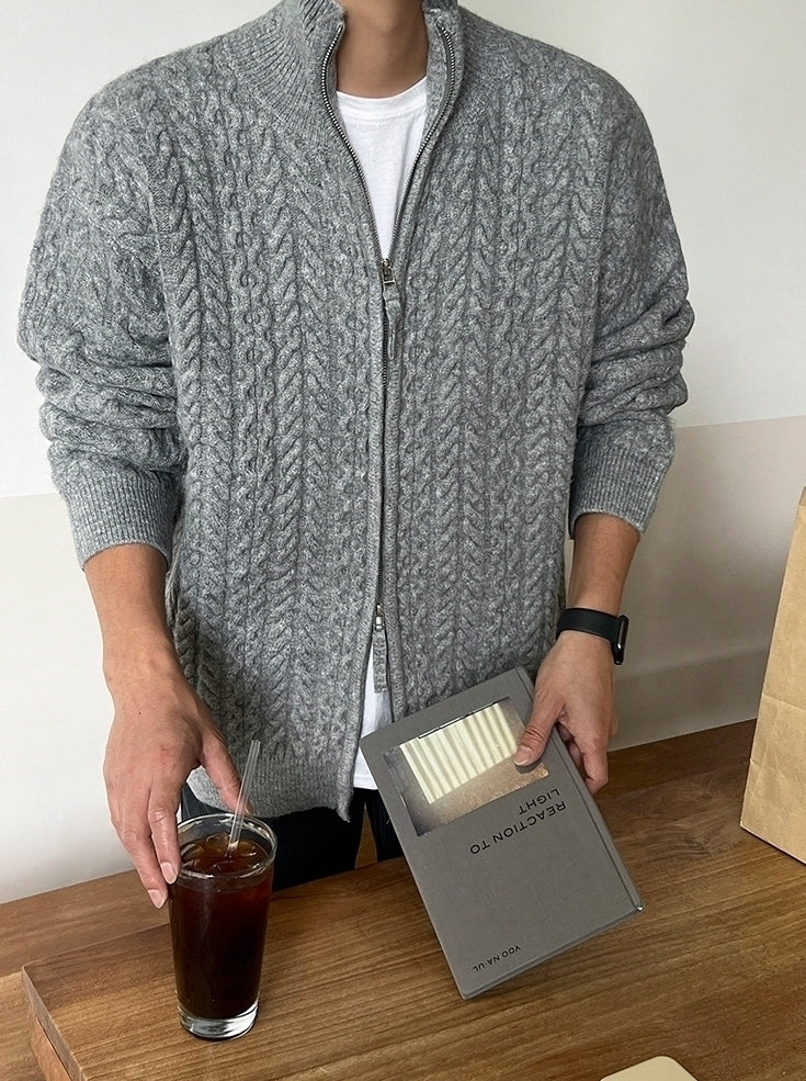 Old Money Style Half-High Neck Knitted Cardigan