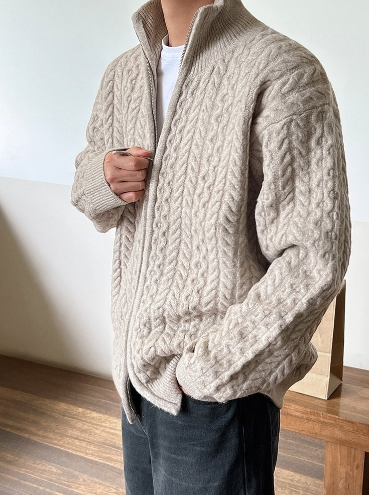 Old Money Style Half-High Neck Knitted Cardigan