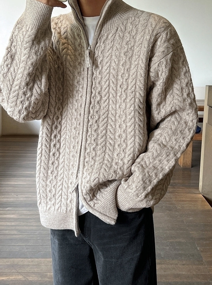 Old Money Style Half-High Neck Knitted Cardigan