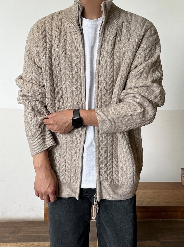 Old Money Style Half-High Neck Knitted Cardigan