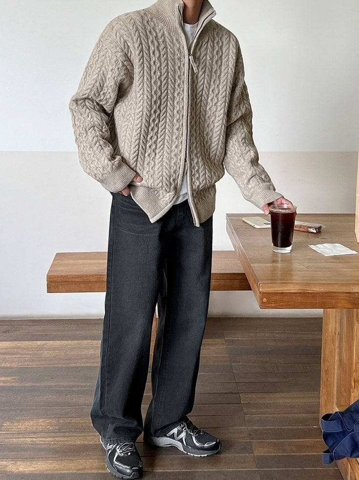 Old Money Style Half-High Neck Knitted Cardigan