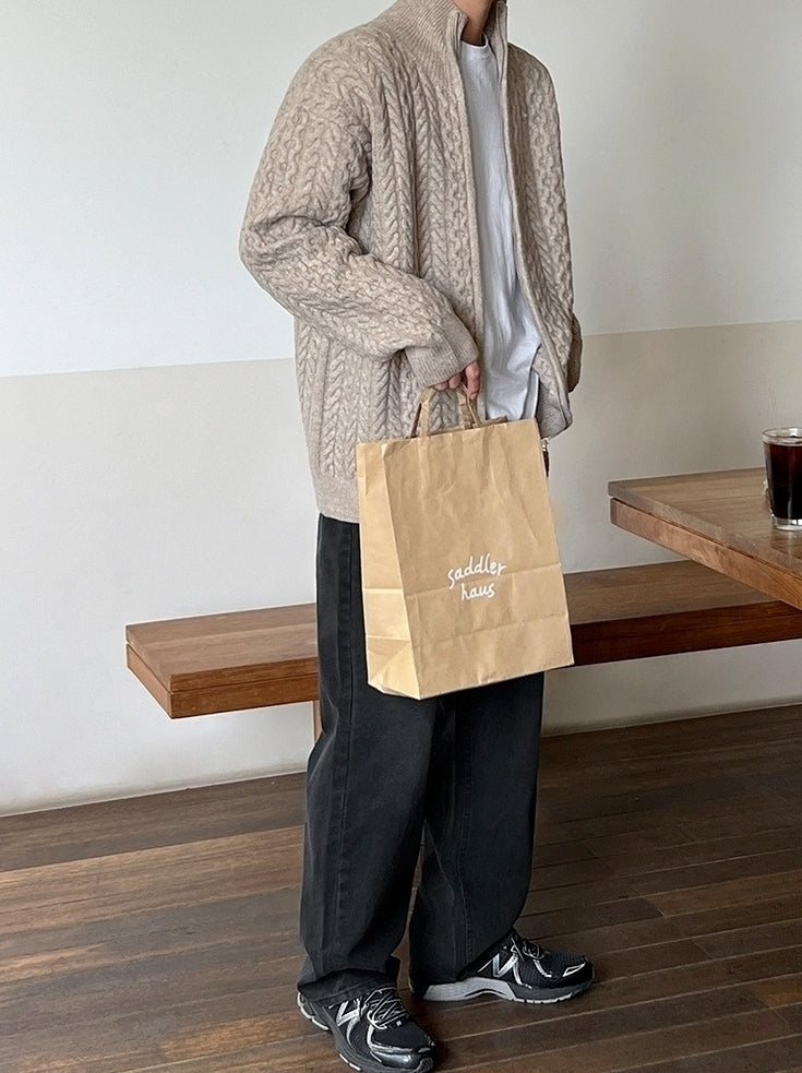 Old Money Style Half-High Neck Knitted Cardigan