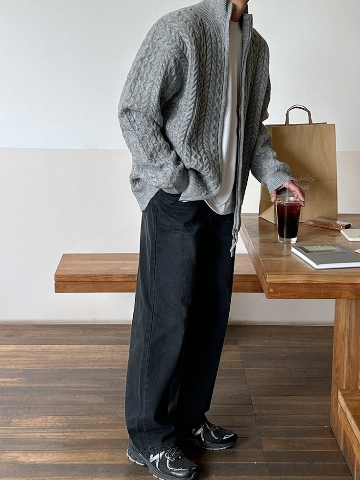 Old Money Style Half-High Neck Knitted Cardigan