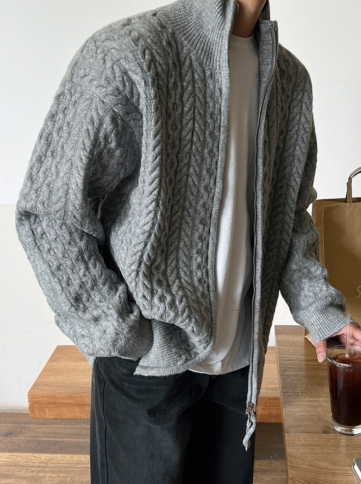 Old Money Style Half-High Neck Knitted Cardigan