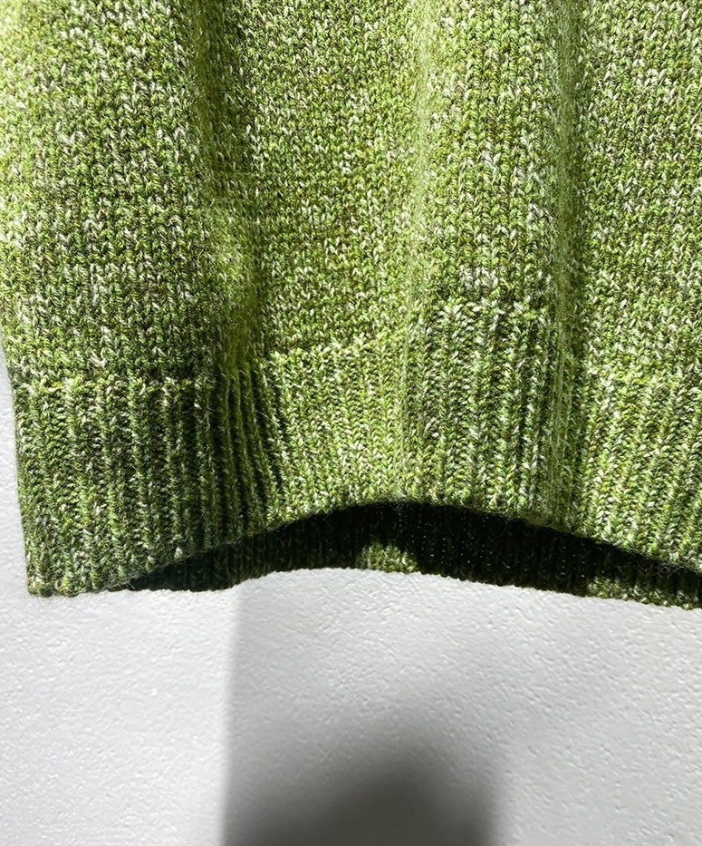 Olive Green V-Neck Knitted Sweater
